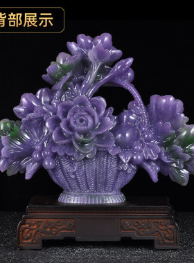 花开富贵牡丹花篮摆件家