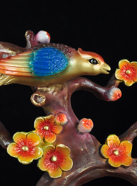 双喜临门彩铜摆件送新人客厅