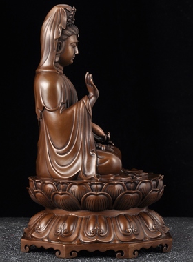 纯紫铜观音像摆件南海大慈大悲观世音菩萨佛像家用寺庙佛堂供奉