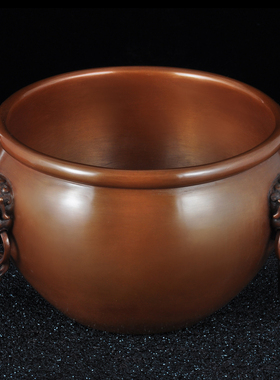 紫铜故宫狮首缸摆件家居客厅