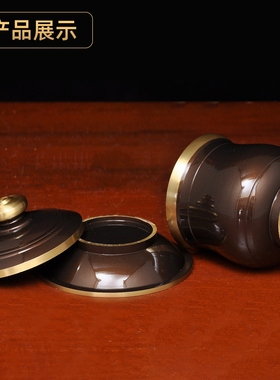 黄铜深啡招财圣水杯家用供财神关公供水杯佛道仙净水杯供佛供杯