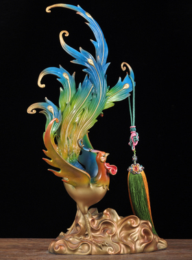 彩铜凤凰酒架摆件创意客厅