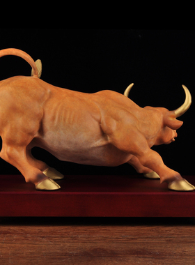 彩铜牛气冲天摆件招财客厅