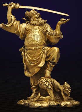 黄铜钟馗像客厅风水玄关工艺品