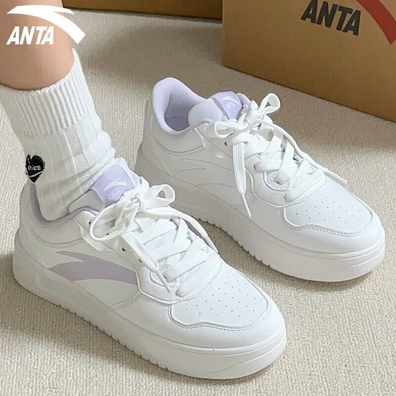 安踏女鞋轻松板鞋女低帮学生小白鞋百搭冬季新款厚底皮面运动鞋,淘宝优惠券,粉丝福利购,淘宝优惠卷