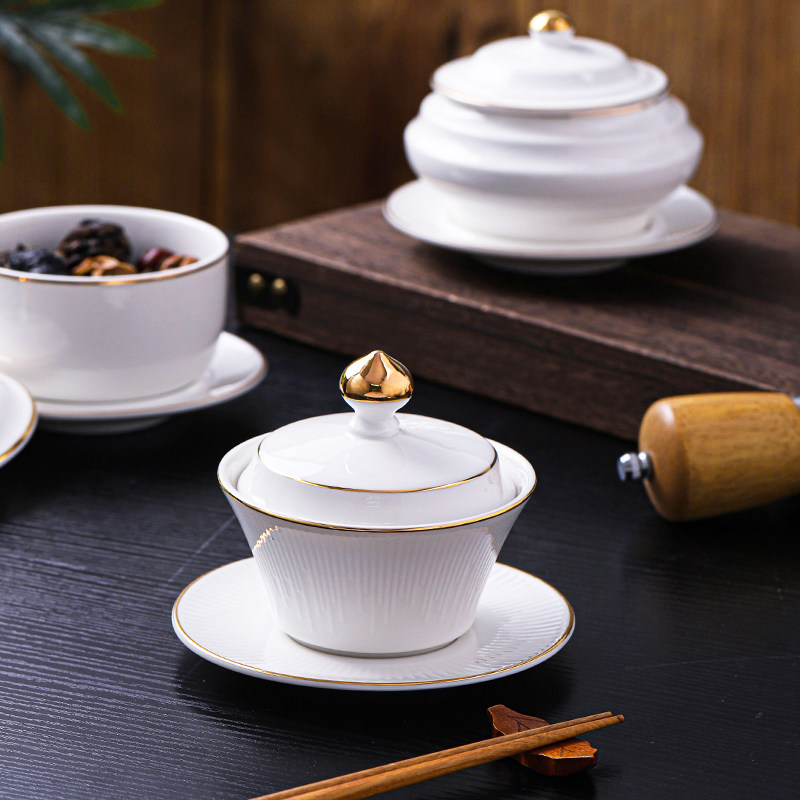 酒店餐具炖盅点心碗美容院养生粥碗银耳汤盅燕窝甜品碗金边糖水盅,淘宝优惠券,粉丝福利购,淘宝优惠卷