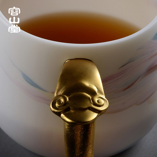 容山堂黄旭东大师羊脂玉茶杯陶瓷办公杯茶水分离杯绿茶杯泡茶杯 - 图1