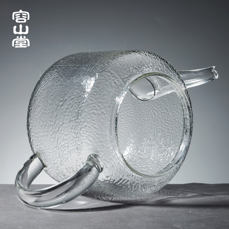 容山堂玻璃白茶壶黑茶蒸汽烧水壶 容山堂茶壶