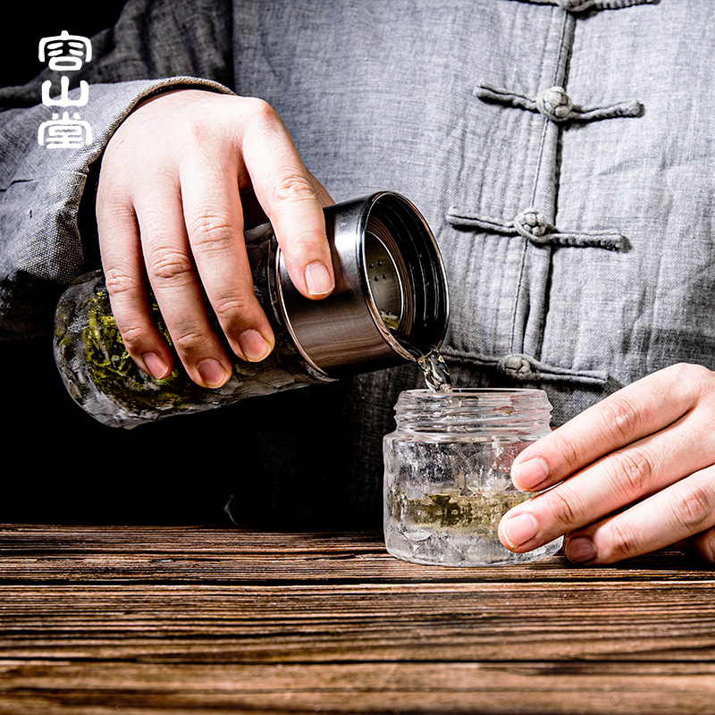 容山堂原矿水晶茶水分离琉璃老板杯 容山堂茶杯