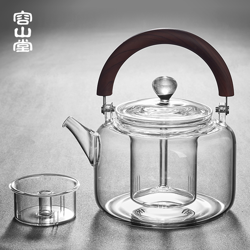 容山堂电器开合把玻璃煮茶壶蒸煮一体煮茶器电陶炉煮茶炉套装茶具