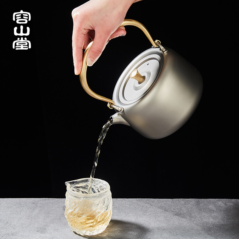 容山堂纯钛烧水壶泡茶壶户外便携旅行提梁煮茶器电陶炉茶具套装