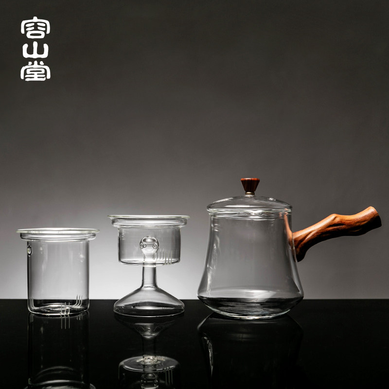 容山堂侧把玻璃蒸煮茶壶耐热烧水壶 容山堂茶壶