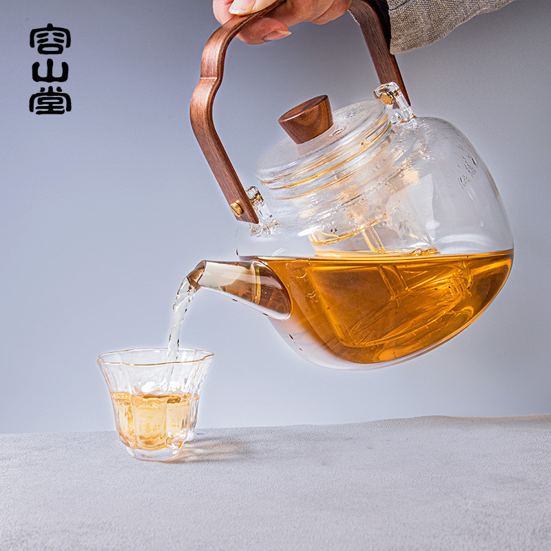 容山堂玻璃蒸茶壶煮茶器耐热家用大号煮茶壶煮茶炉电陶炉煮茶套装