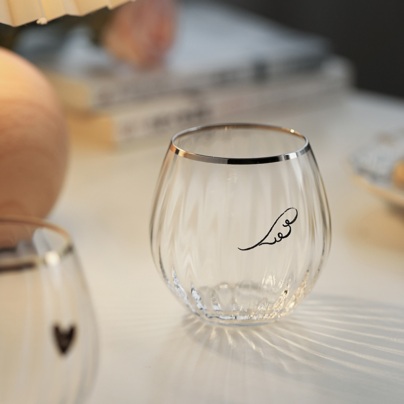 东洋佐佐木心羽情侣玻璃杯日本原装进口新婚礼物无铅钠钙金银水杯 - 图2