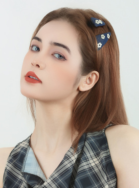 Mibeco牛仔镜面小花发夹