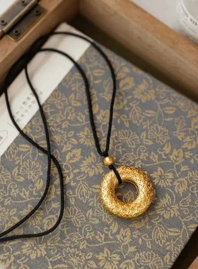 金店同款镂空花丝古钱吊坠