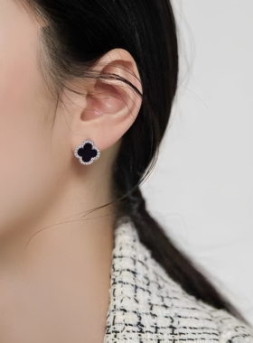 S999纯银四叶草耳钉轻奢百搭