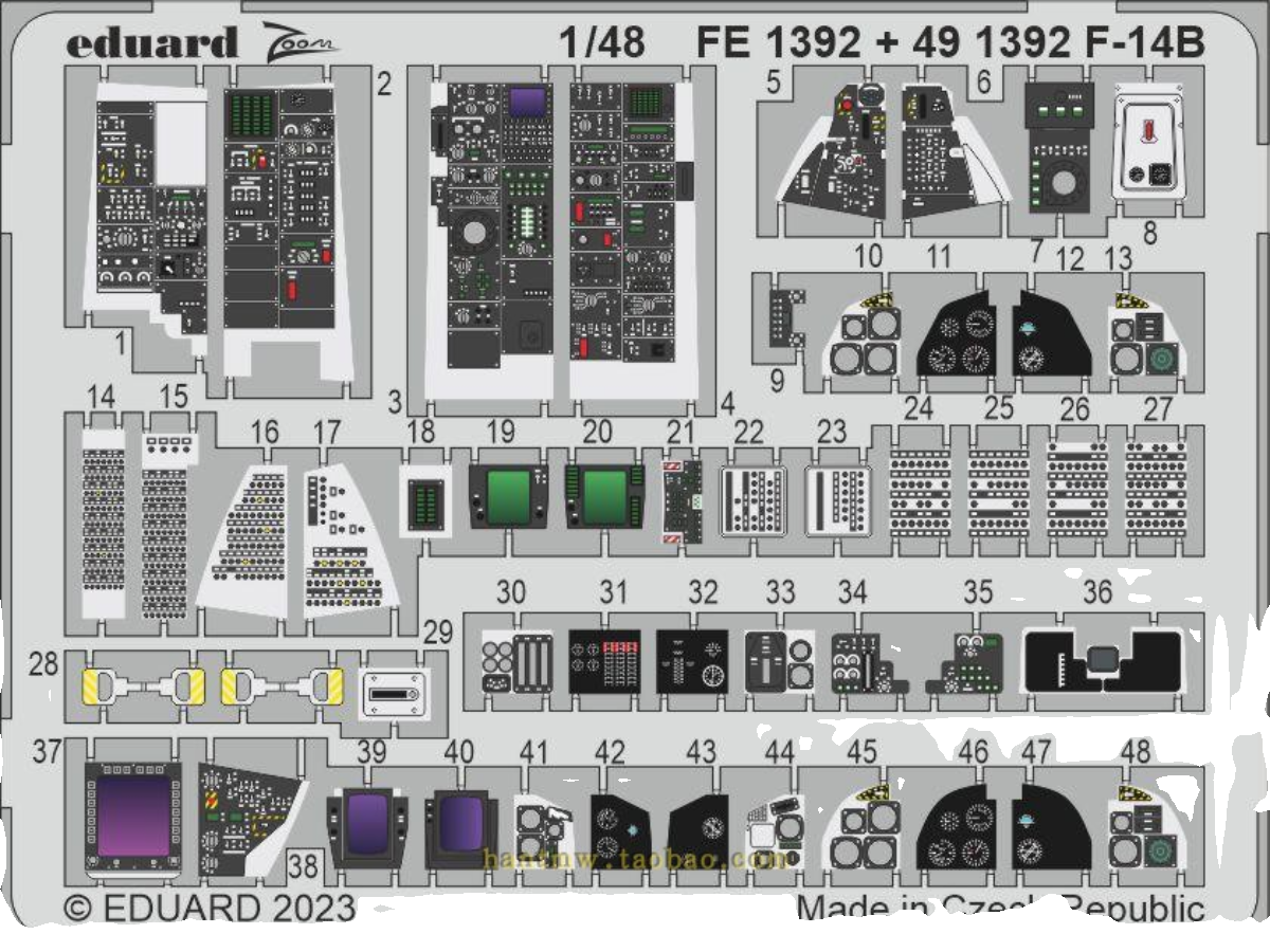 牛魔王491392 F-14B战斗机1/48拼装模型彩色座舱细节蚀刻片配长城 - 图1