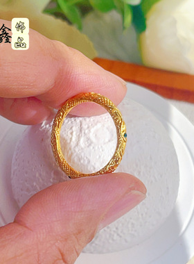 孟加拉赤金哪吒之魔童降世同款乾坤圈戒指国漫古法金箍素圈戒指