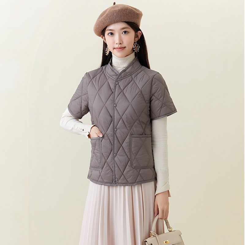 整张棉大码300斤棉衣女轻薄小棉袄秋冬叠穿保暖短袖棉马甲外套ins - 图0