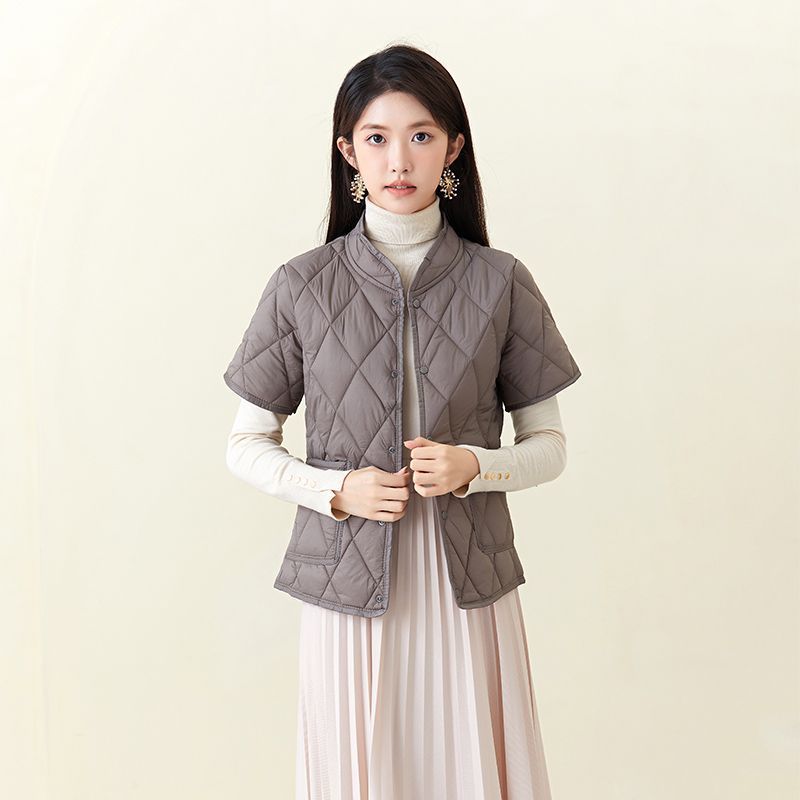 整张棉大码300斤棉衣女轻薄小棉袄秋冬叠穿保暖短袖棉马甲外套ins - 图2