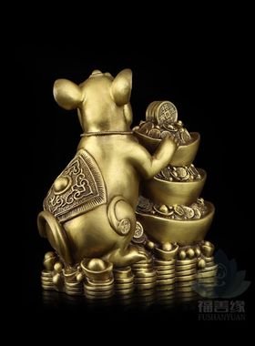 纯铜老鼠摆件生肖鼠招财黄金袋鼠