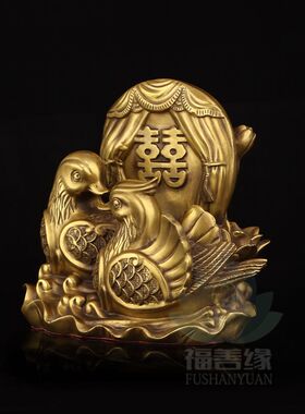 铜鸳鸯摆件一对鸳鸯戏水婚礼礼品