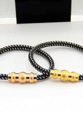 欧美男钛钢六芒星手指钢丝编织