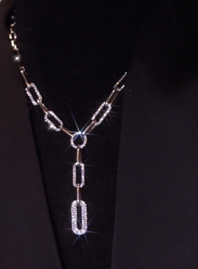 气质简悦合金镀金盒子链女毛衣链