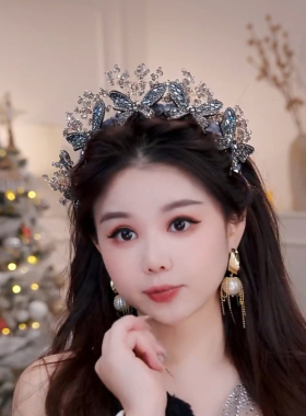 璀璨皇冠发箍女氛围感百搭重工蝴蝶公主发饰高颅顶显发量压发发夹