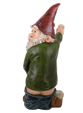 圣诞花园装饰扶树撒尿趣味树脂侏儒老人卡通雕像田园工艺品摆件