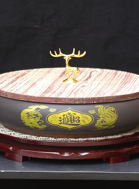 30厘米中式龙凤聚宝盆陶瓷摆件客厅装饰收纳盒高档轻奢家居工艺品