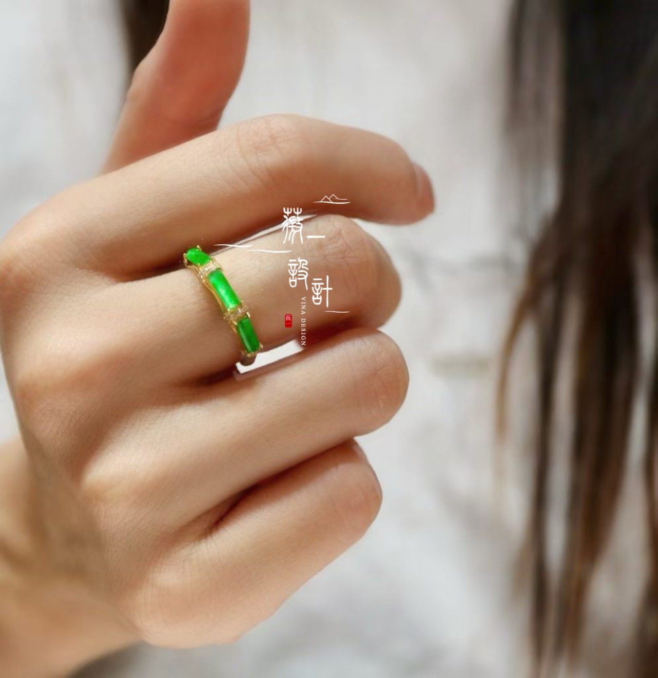 Natural Jade Bamboo Ring