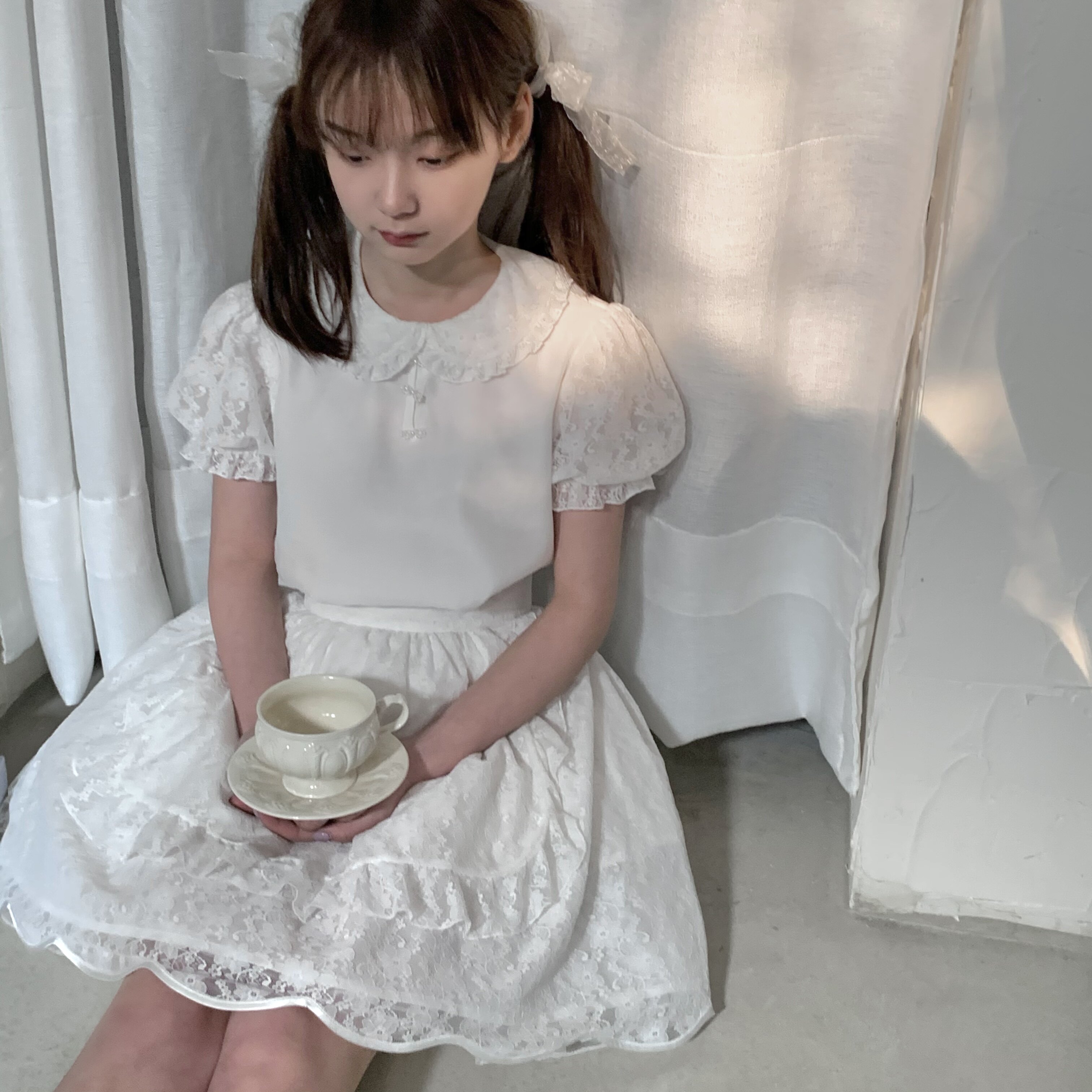 蕾/现货内搭/甜美短袖夏季泡泡袖/choker bunny缎带兔百搭Lolita_虎窝淘