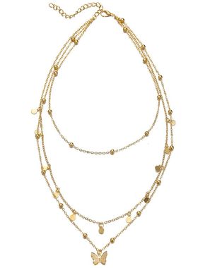 new butterfly pendant multi-layer alloy necklace female 项链