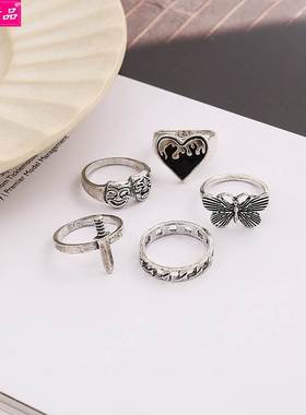 European American New Butterfly Knuckle Rings 5 Pieces Set