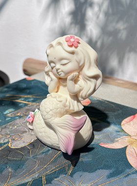 手工陶瓷美人鱼装饰礼品小摆件