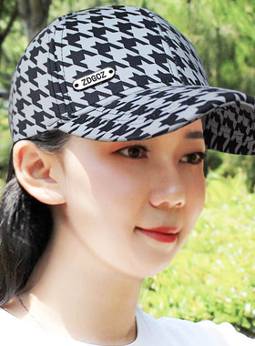 帽子女千鸟格百搭鸭舌帽春夏季可调节洋气棒球帽新款防晒遮阳帽25