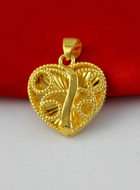 首饰24k正品仿黄金桃心锁骨链