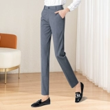 Костюм, штаны, свободный прямой крой, коллекция 2023, высокая талия, увеличенная толщина, по фигуре