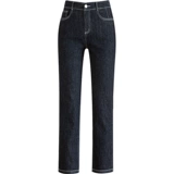 Прямые свободные джинсы, темные штаны, не выцветает, высокая талия, свободный крой