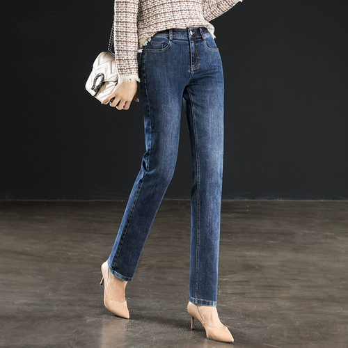 Джинсы, весенние летние штаны, высокая талия, свободный прямой крой, 2023, по фигуре