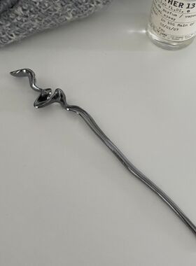 高级感新中式发簪女简约现代不规则金属盘发簪子高级感发钗头饰