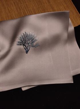 汉墨记国风刺绣真丝手工苏绣手帕女桑蚕丝中国风复古汉服手绢礼物