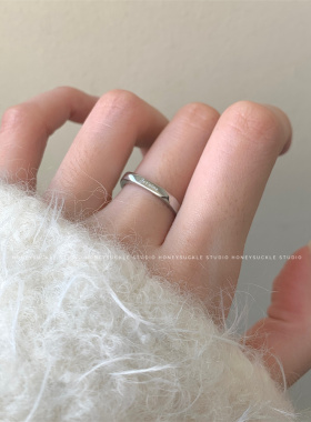 忍冬HONEYSUCKLE 简约切面法文我爱你小众戒指女 不掉色情侣对戒