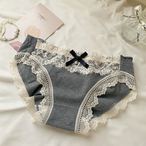 森日和叶甜美风蝴蝶结蕾丝边内裤女生2026新款可爱纯棉女士三角裤 - 图0