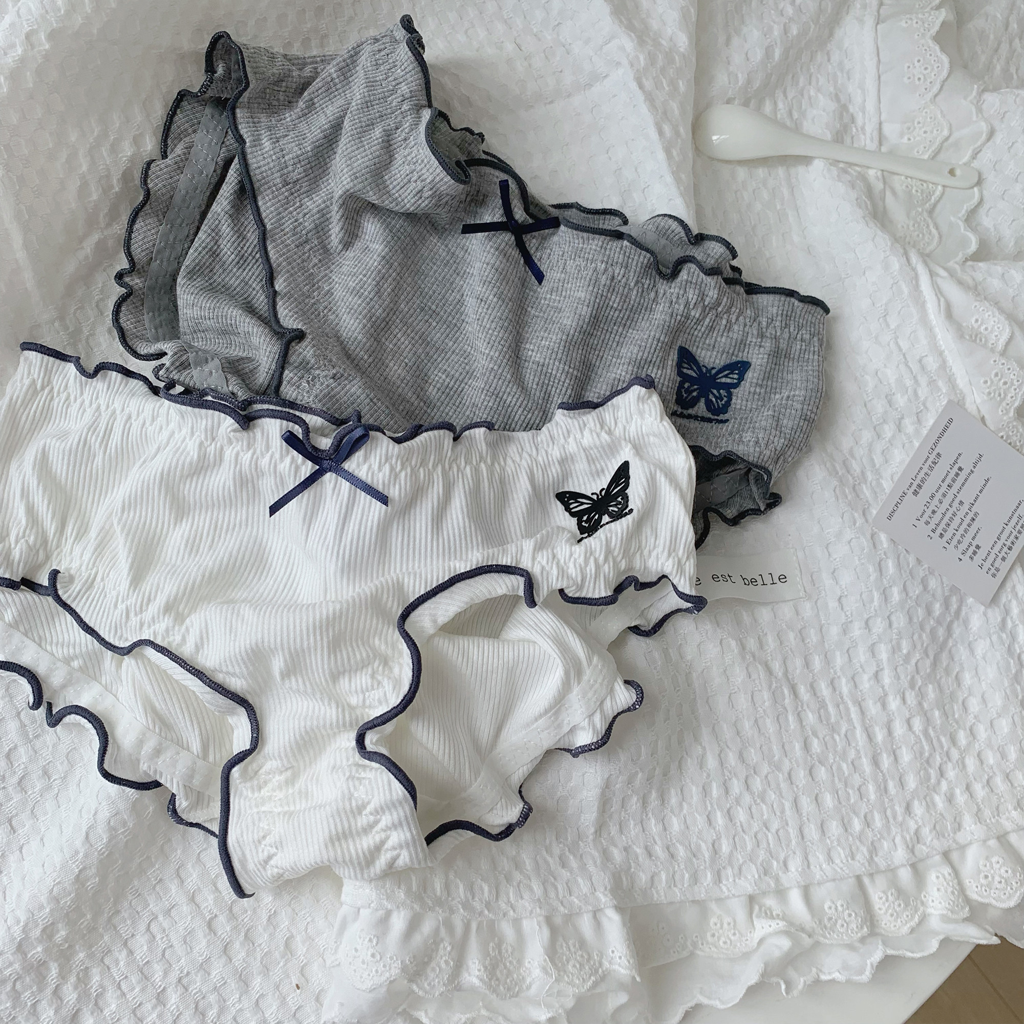 森日和叶立体蝴蝶纯欲日系甜美可爱2025新款内裤女中腰少女三角裤,淘宝优惠券,粉丝福利购,淘宝优惠卷