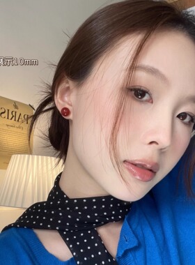复古港风相思豆红色耳钉