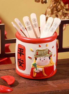 潮玩神仙摇签罐摆件办公桌减压好物工位装饰品树脂小摆件圣诞礼品