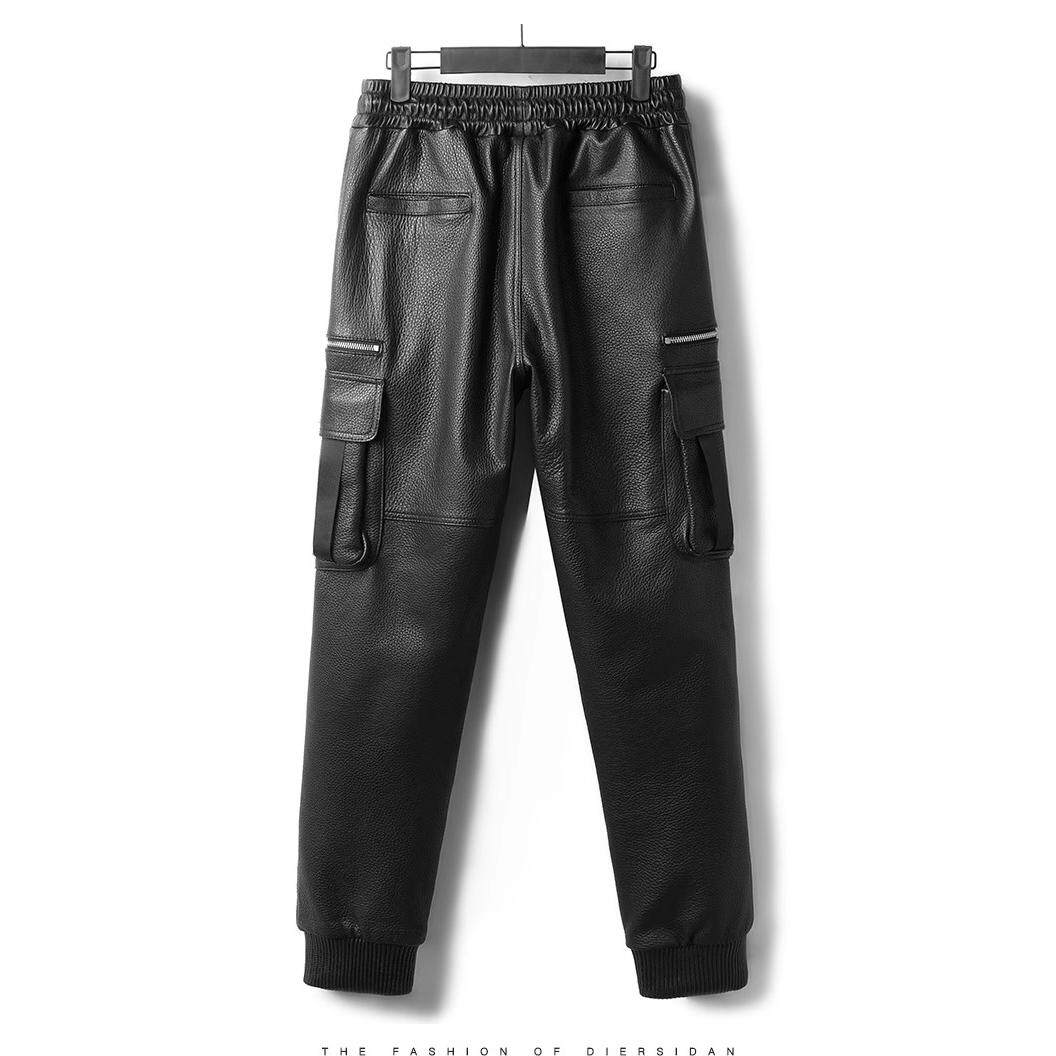 秋冬新款骑行摩托车真皮皮裤男牛皮裤哈伦裤长裤子男宽松潮流时尚,淘宝优惠券,粉丝福利购,淘宝优惠卷